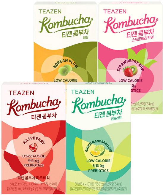 티젠 콤부차 스틱 매실 10p + 스트로베리키위 10p + 청귤라임 10p + 라즈베리 10p, 1세트