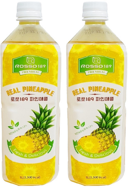 로쏘189 파인애플 음료베이스, 1L, 2개