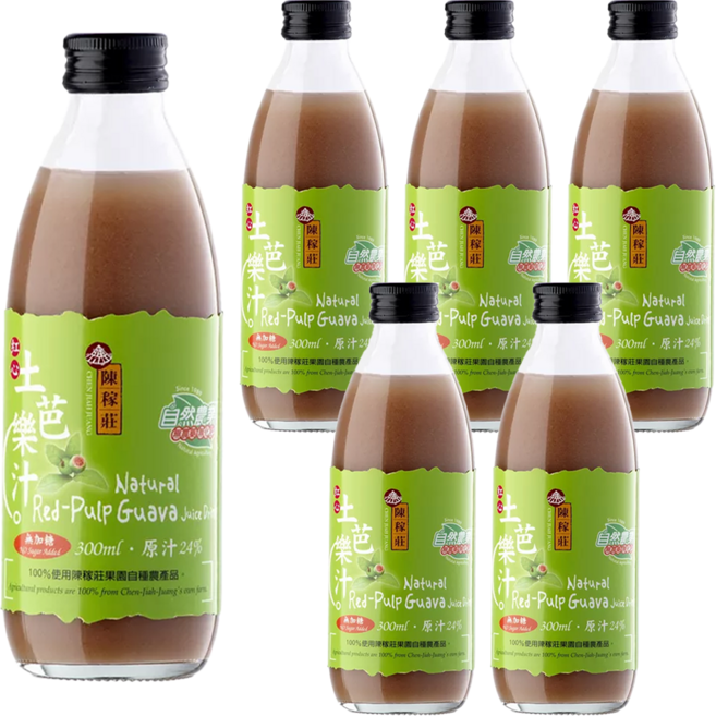 陳稼莊 即飲紅心土芭樂汁 無加糖, 300ml, 6瓶