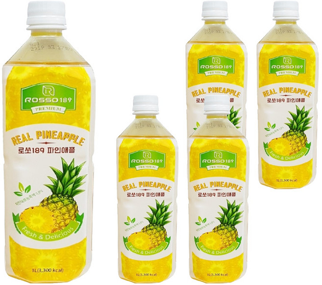 로쏘189 파인애플 음료베이스, 1L, 5개