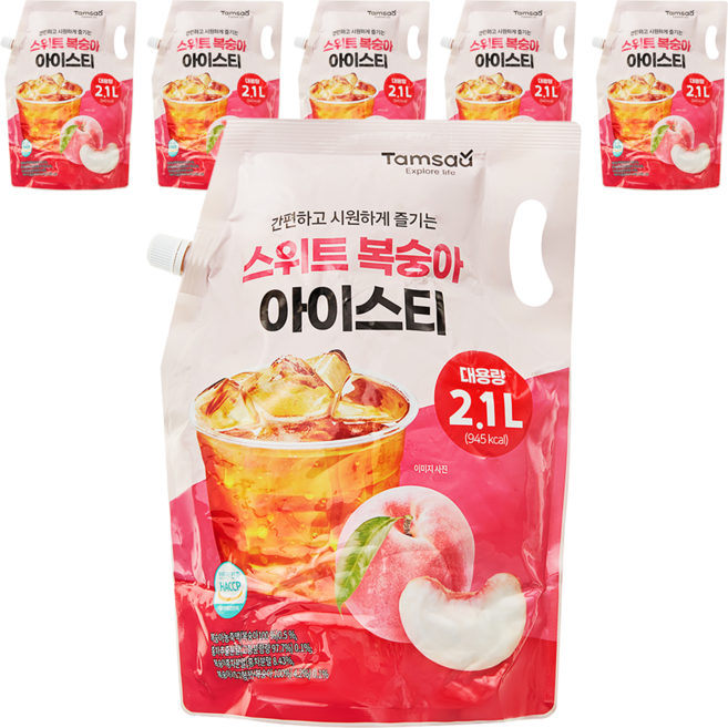 탐사 스위트 복숭아 아이스티, 2.1L, 6개