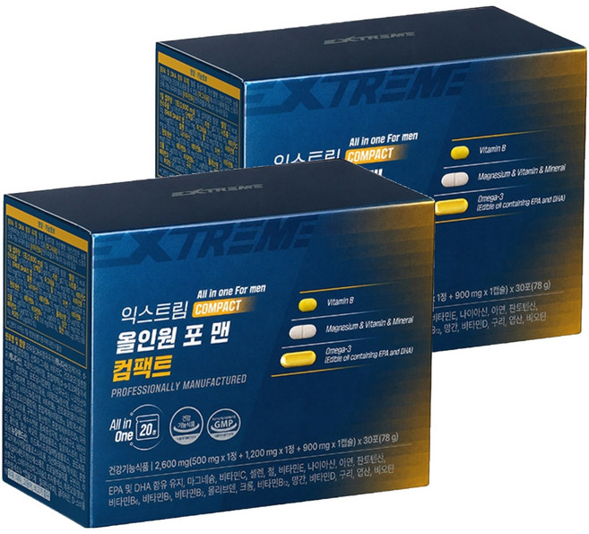 익스트림 올인원 포 맨 컴팩트 멀티비타민 30p, 78g, 2개