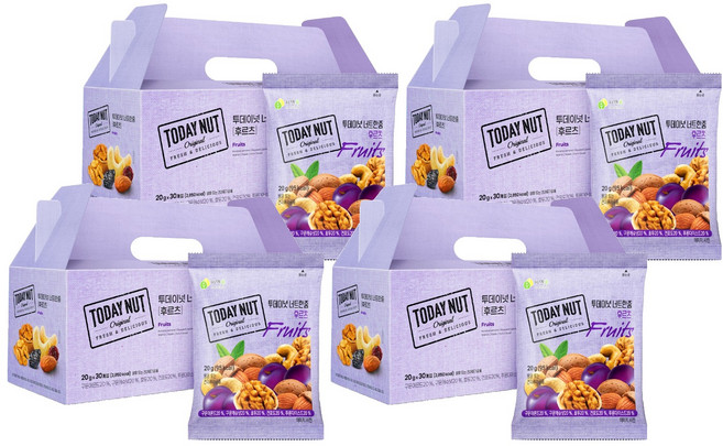 투데이넛 너트한줌 후르츠 견과 선물세트 600g, 4세트
