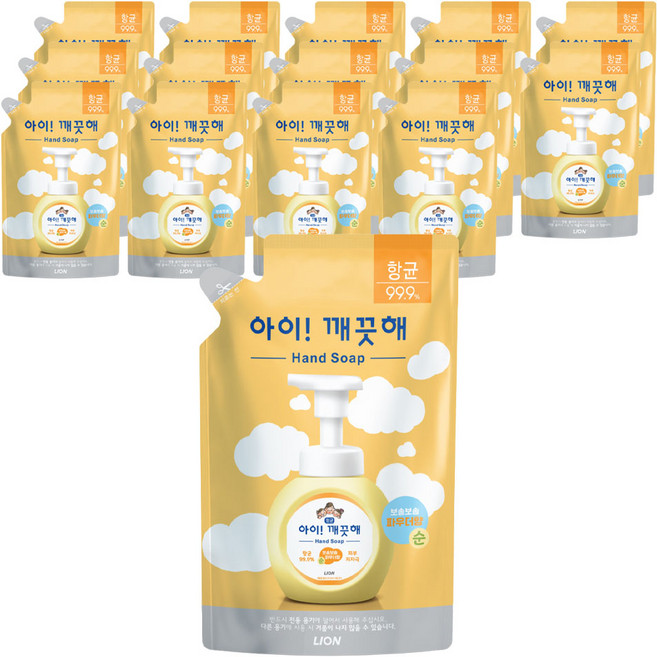 아이깨끗해 핸드워시 순 파우더향 리필용, 450ml, 15개