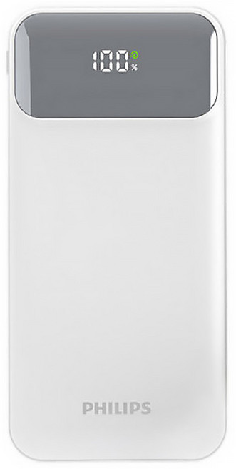 PHILIPS 飛利浦 10000mAh 自帶三線快充行動電源 142 x 68.5 x 17mm 237g, DLP1912CW, 白色