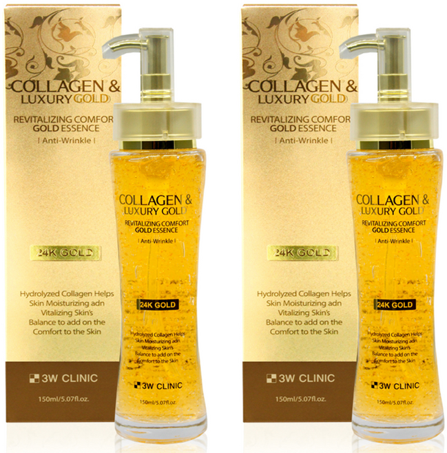 3W클리닉 콜라겐 앤 럭셔리골드 리바이탈라이징 컴포트 골드 에센스, 150ml, 2개