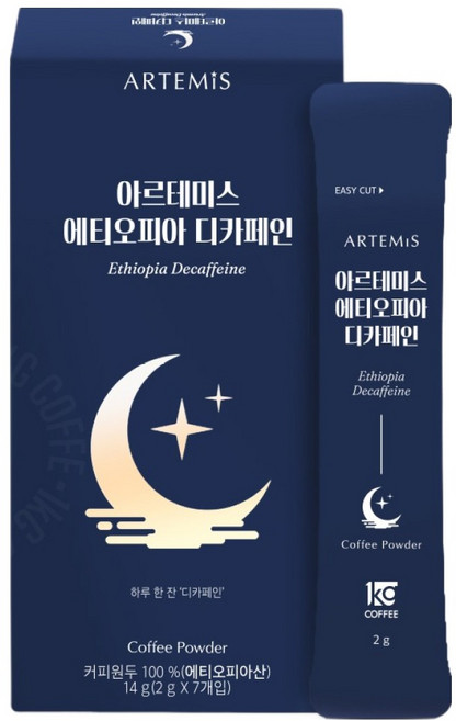 일킬로커피 아르테미스 에티오피아 디카페인 분말커피 7p, 2g, 7개입, 1개