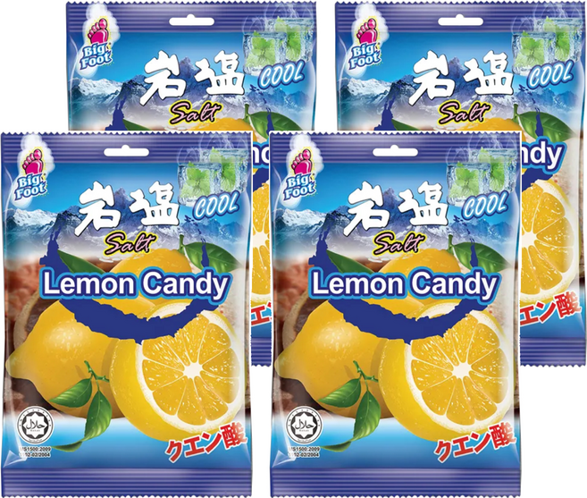 Big Foot 薄荷岩鹽檸檬糖 風味獨特 清涼爽口 鹹酸好滋味, 128g, 4袋