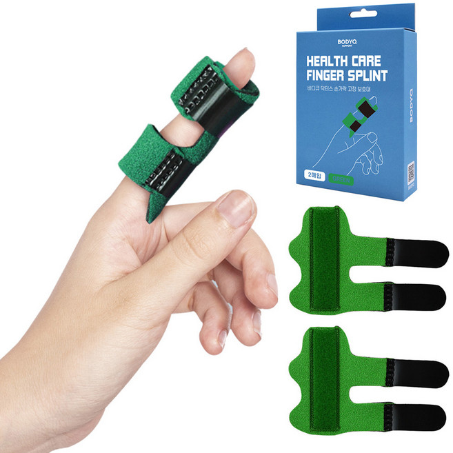 바디큐 닥터스 손가락 고정 보호대 2p, 1세트, 그린
