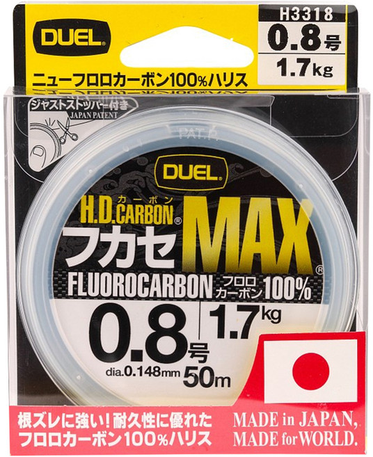 DUEL H.D. CARBON FUKASE MAX 釣魚線 碳纖線 碳素線 卡夢線 子線 前導線 0.8, 透明色, 1個