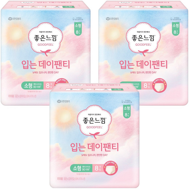 좋은느낌 입는 오버나이트, 소형, 8개입, 3개
