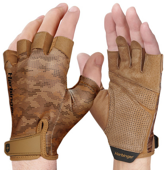 하빈져 남녀공용 프로글러브 2.0 헬스장갑, 탄 카모, 1세트