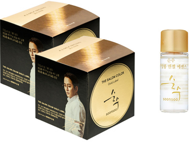 순수 더 살롱 컬러 골드라벨 염색약 2p + 엔젤 에센스 8ml 세트, 밀크브라운, 1개
