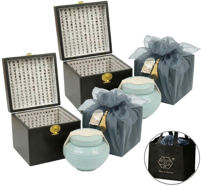 비엣꿀 목함 도자기 벌꿀 선물세트 + 쇼핑백, 1.2kg, 2개