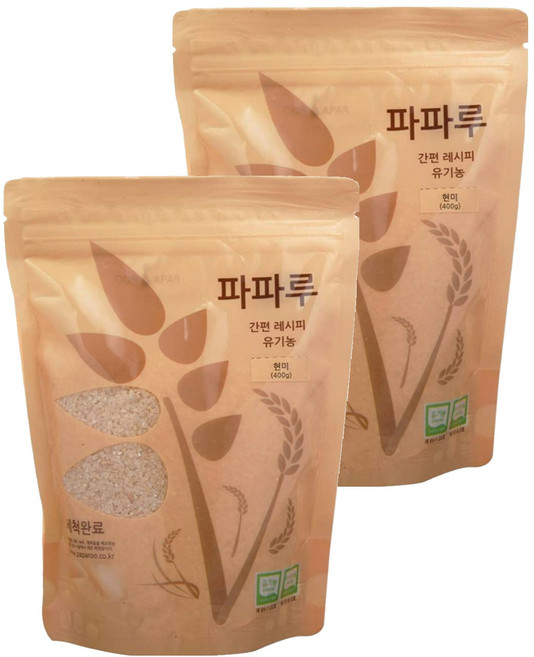 파파루 간편레시피 유기농 쌀가루 현미 중간입자 이유식 중기, 400g, 2개