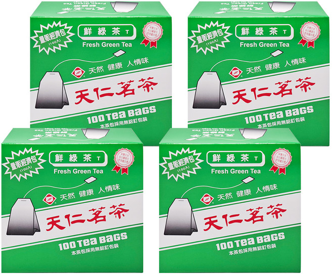 天仁茗茶 鮮綠茶經濟包, 2g, 100包, 4盒