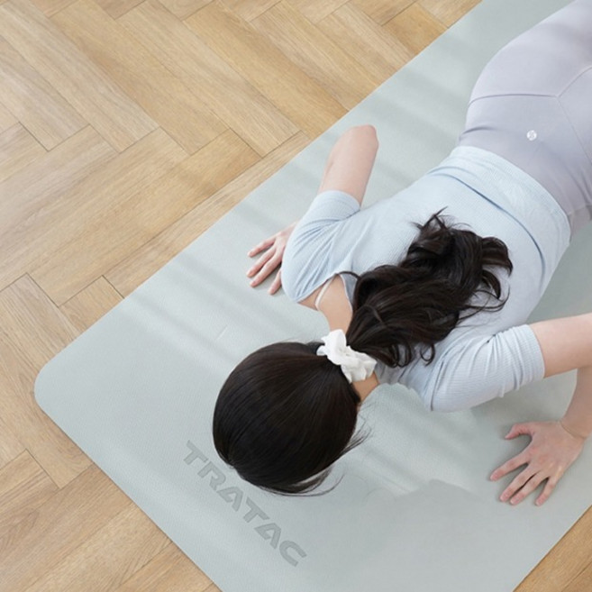 트라택 TPE 리버서블 와이드 요가매트, 올리브그레이 + 브라운, 1개