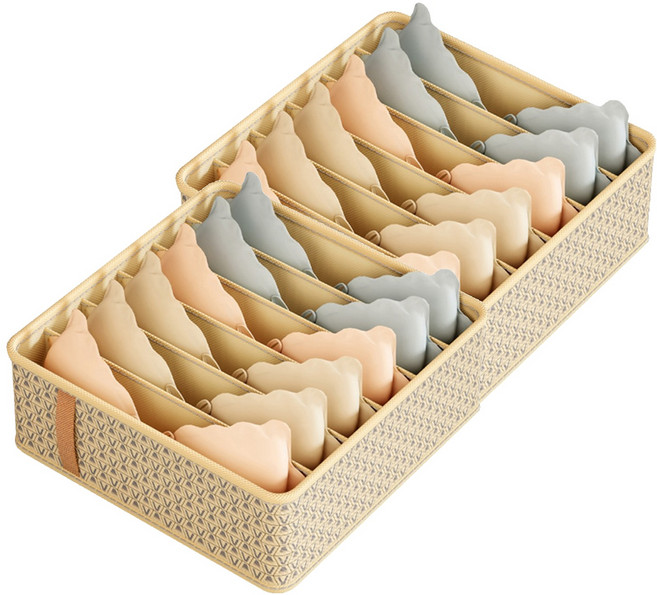 조이베리 다용도 서랍형 속옷 브라 칸막이 정리함, 베이지, 2개