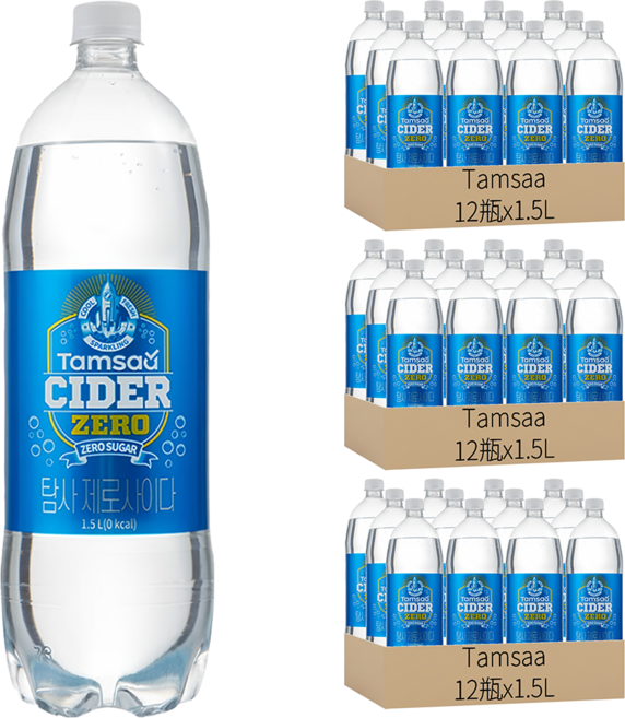 Tamsaa 零卡汽水, 1.5L, 36瓶