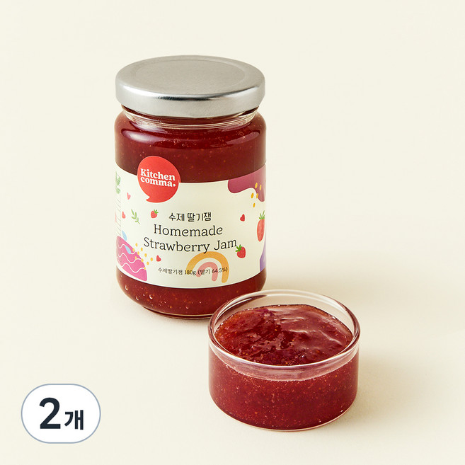 키친콤마 수제 딸기잼, 180g, 2개