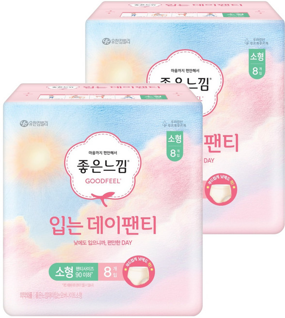 좋은느낌 입는 데이팬티 생리대, S, 8개입, 2개