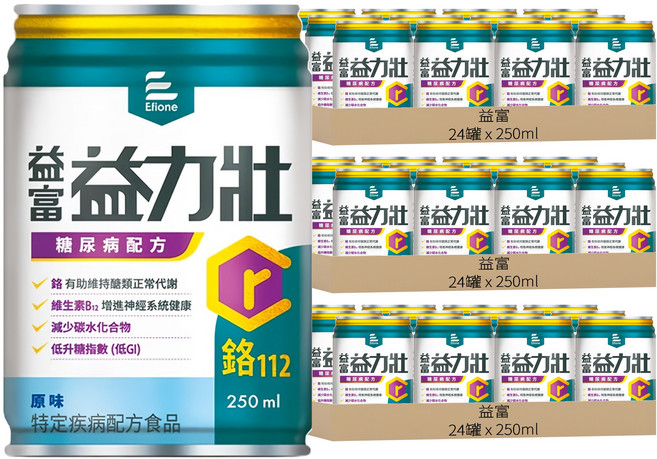 益富 益力壯 糖尿病配方 原味, 250ml, 72罐