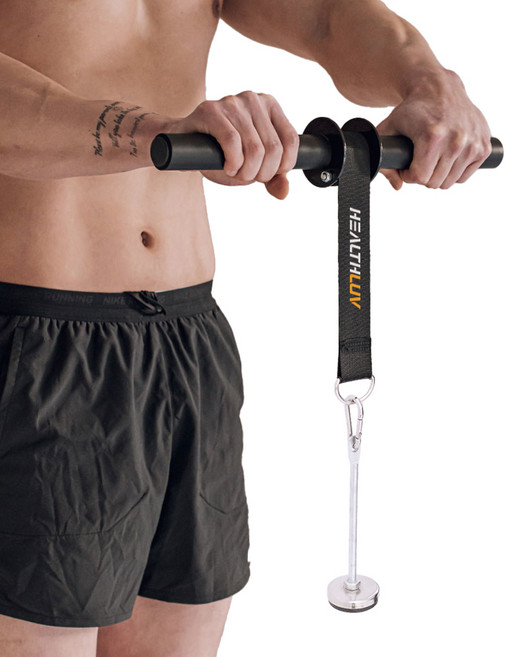 헬스럽 추감기 리스트롤러 전완근 운동기구, 블랙 + 실버, 1개