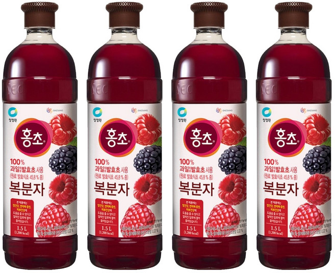 청정원 홍초 복분자, 1.5L, 4개