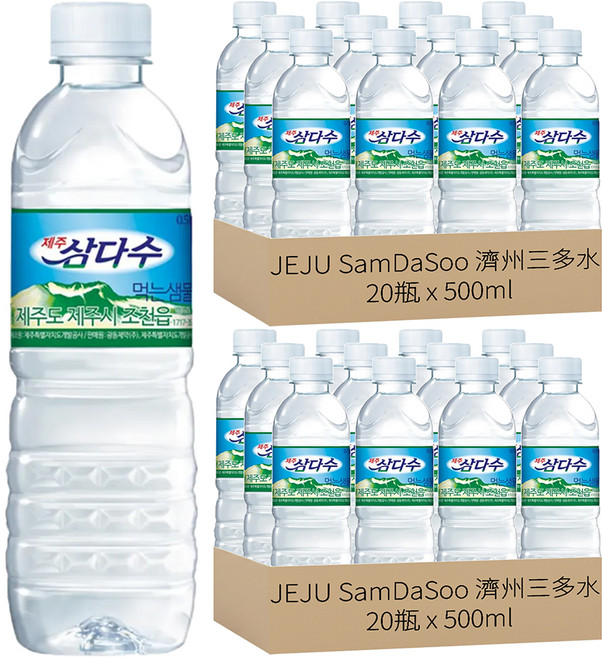 JEJU SamDaSoo 濟州三多水 火山岩盤礦泉水, 500ml, 40瓶