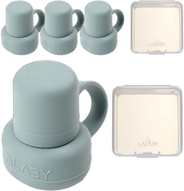 랄라비 실리콘 파우치 토퍼 2P 세트 빨대컵부속용품, 2개, 토퍼2P(Gray)+케이스