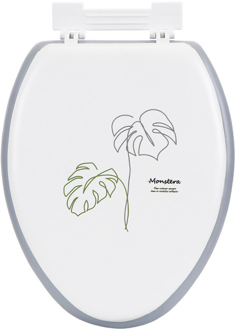 코멧 소프트 변기 커버 특대형, 화사한 몬스테라 식물 디자인, 1개