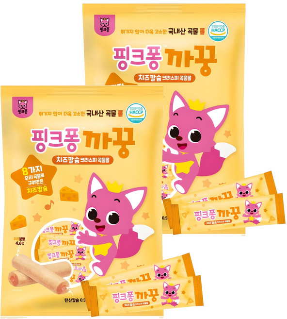 핑크퐁까꿍 치즈 칼슘 곡물 크리스피롤 24p, 2개, 치즈맛, 120g