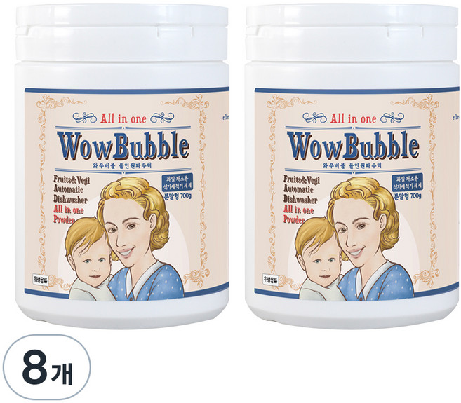 와우버블 식기세척기용세제 분말형, 700g, 8개