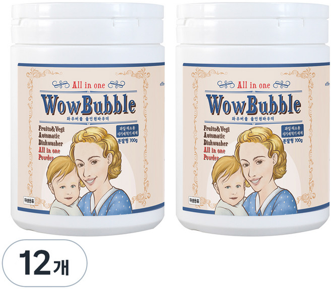 와우버블 식기세척기용세제 분말형, 700g, 12개