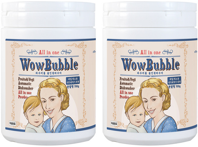 와우버블 식기세척기용세제 분말형, 700g, 2개