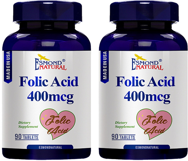 ESMOND NATURAL 愛司盟 葉酸食品錠 400mcg, 90顆, 2瓶