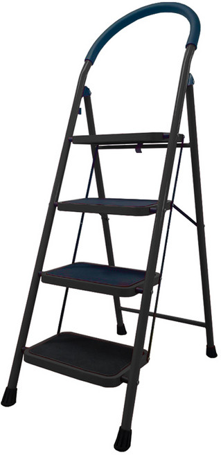 코끼리리빙 접이식 스툴 사다리 A형 4단 블랙, 1개