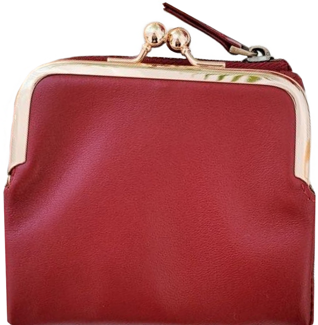 真皮羊皮9卡位女士2折皮夾錢包口金包女短夾 LH937 100g