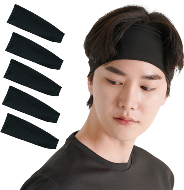 오웨니 스포츠 쿨링 헤어밴드, 블랙, 5개