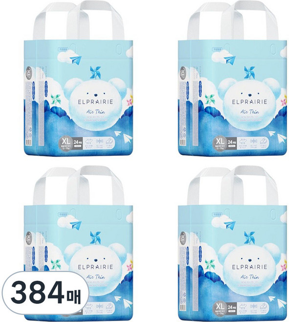 엘프레리 에어씬 팬티형 기저귀, 384매, 특대형(XL)