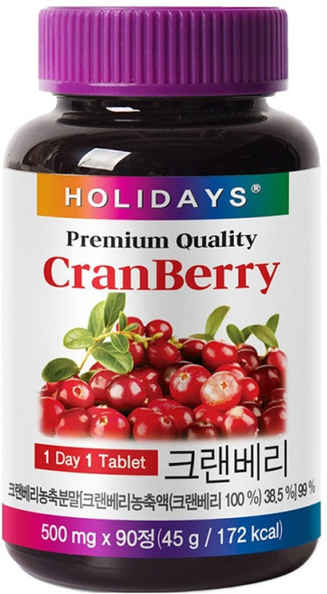 홀리데이즈 프리미엄 크랜베리 타블렛, 90정, 1개