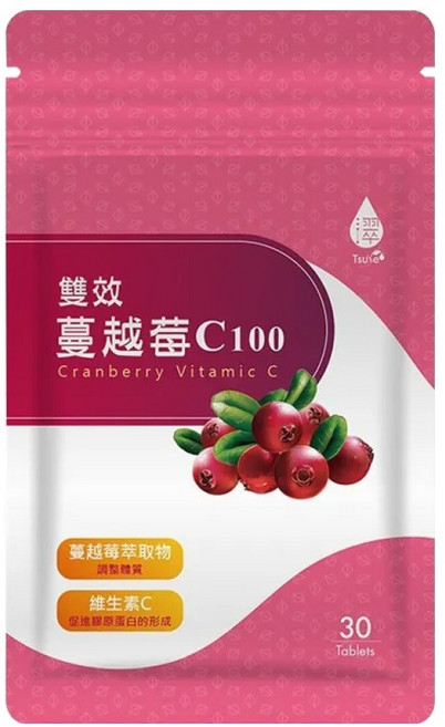 Tsuie 日濢 雙效蔓越莓 C100, 750mg, 30顆, 1包