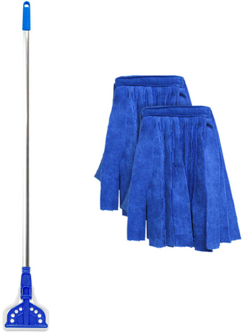 월드크린 알루미늄 마포대 + 초극세사 경편 걸레 블루 300g 2p 세트, 1세트