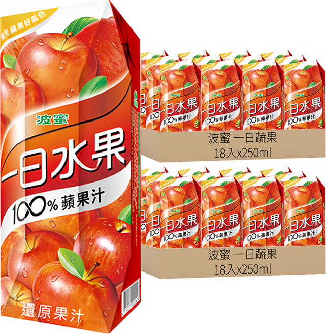 波蜜 一日蔬果 100%蘋果汁, 250ml, 36入