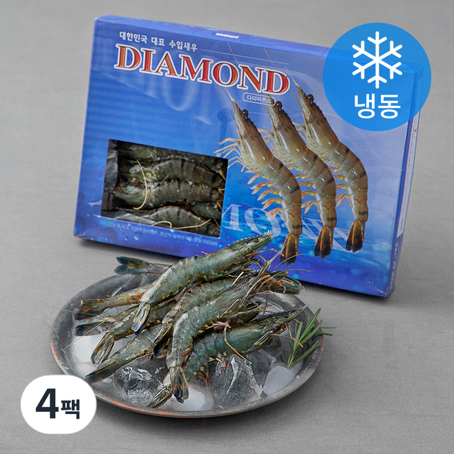 DIAMOND 홍다리 얼룩새우 30마리 (냉동), 500g, 4팩