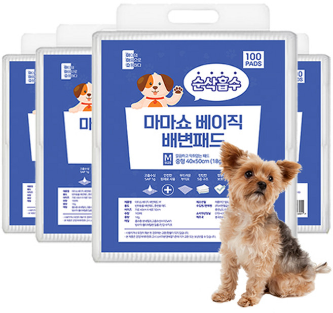 마마쇼 베이직 배변패드 배변유도제 함유 무향, 100개입, 4개