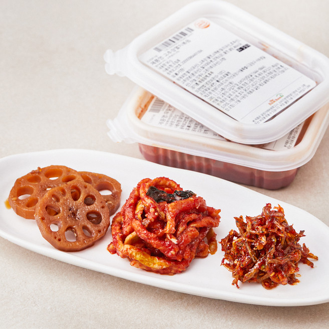 더반찬 고추장멸치볶음 90g + 연근조림 200g + 무말랭이무침 210g 세트, 500g, 1세트