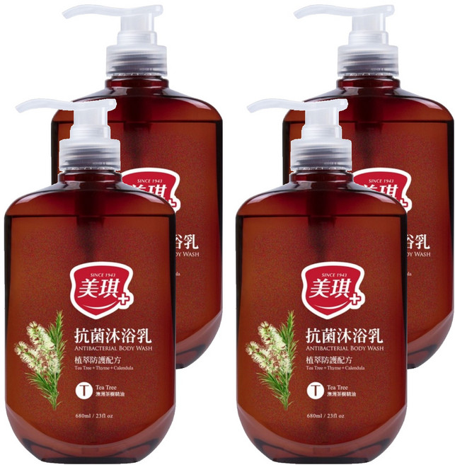 美琪 抗菌沐浴乳 茶樹, 680ml, 4瓶