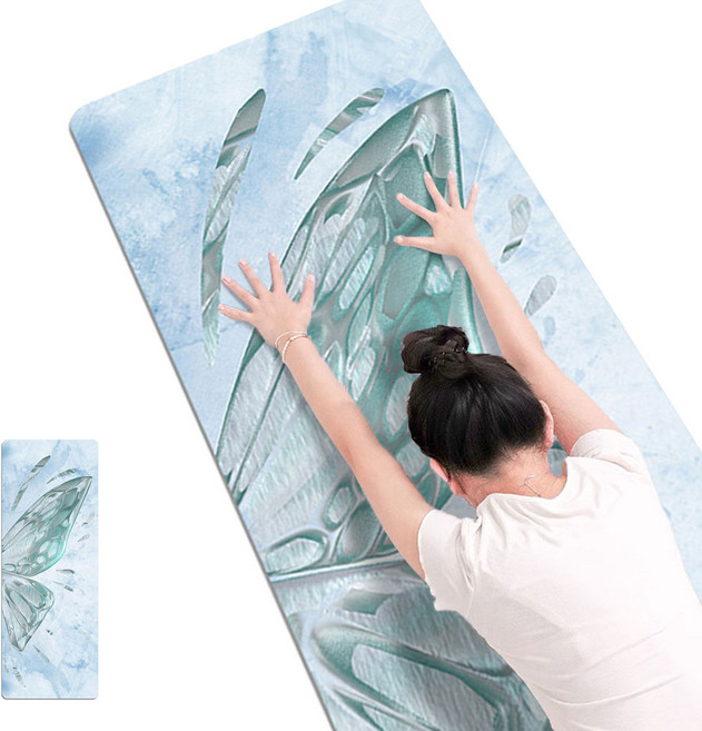 사비나 나비 논슬립 요가 매트 타올, 블루, 1개