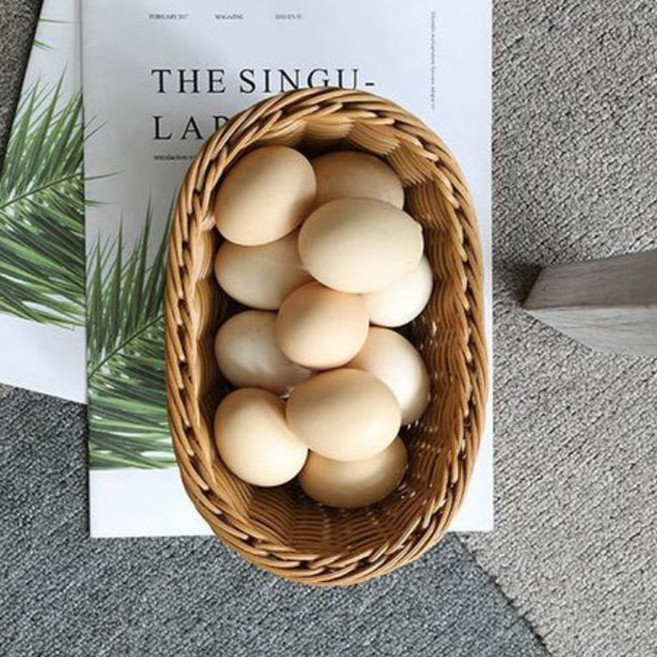 달빛마켓 내츄럴 타원형 납작 진열 라탄바구니 바스켓, 1개